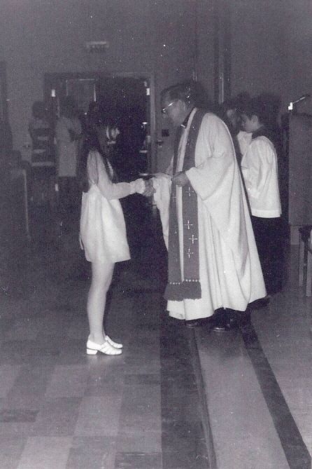 1971 Graduation Mass - Eileen Taylor w/ Father