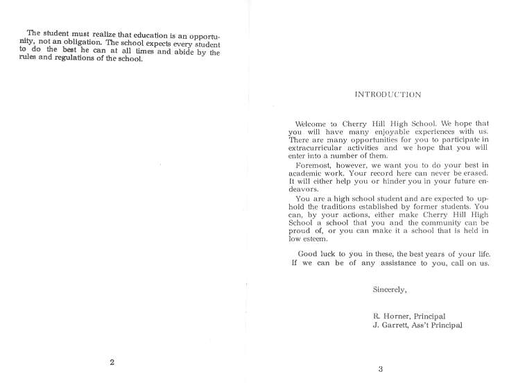 Cherry Hill High School Student Handbook pp.2-3