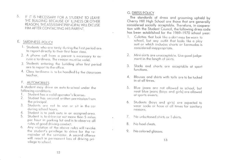 Cherry Hill High School Student Handbook pp.12-13