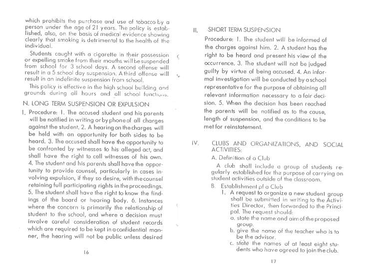 Cherry Hill High School Student Handbook pp.16-17
