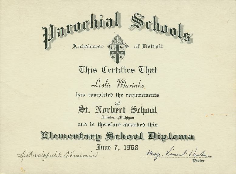 1968 Elementary School diploma