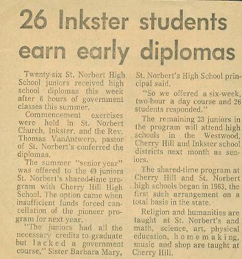 newspaper article about the 'Special' graduates