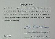Diploma from St. Norbert High School, 1970