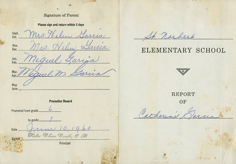 1960 Report Card Grade 6